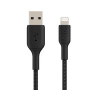 Belkin Braided Lightning Cable (Boost Charge Lightning to USB Cable for iPhone, iPad, AirPods) MFi-Certified iPhone Braided Lightning Charging Cable (0.15 m, Black)
