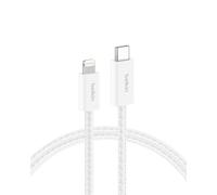 Belkin Braided USB-C Cable w/Lightning Connector (6.6ft) - Soft, Flexible Fast-Charging Cable, Lightning Charger Cord for iPhone 14 & Earlier Series, iPad 9th Gen, & AirPods - White (USB 2.0)
