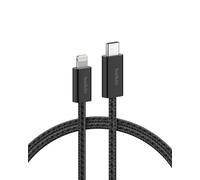 Belkin Braided USB-C Cable w/Lightning Connector (6.6ft) - Soft, Flexible Fast-Charging Cable, Lightning Charger Cord for iPhone 14 & Earlier Series, iPad 9th Gen, & AirPods - Black (USB 2.0)