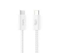 Belkin Braided USB-C to USB-C Cable (1M, 240W) - Soft, Flexible Fast-Charging Cable, Type C Charger Cord for iPhone 16 & 15 Series, Galaxy S25, Pixel 9, iPad Pro, & More - White (USB 2.0)