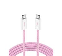 Belkin Braided USB-C to USB-C Cable (2M, 60W) - Soft, Flexible Fast-Charging Cable, Type C Charger Cord for iPhone 16 & 15 Series, Galaxy S25, Pixel 9, iPad Pro, & More - Pink (USB 2.0)