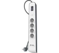 Belkin BSV604VF2M Surge Plus Power Strip (Surge Protector 2.4A, 2m Cable), White / Grey
