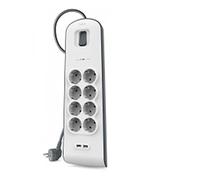 Belkin BSV604VF2M Surge Plus Power Strip (Surge Protector 2.4A, 2m Cable), White / Grey