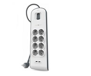 Belkin BSV604VF2M Surge Plus Power Strip (Surge Protector 2.4A, 2m Cable), White / Grey