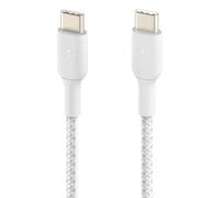 Belkin BoostCharge (6.6ft) Braided USB-C to USB-C Cable for iPhone 16, iPhone 16 Pro, iPhone 16 Pro Max, iPhone 16 Plus, iPhone 15, Galaxy S24, S23, Note10, Pixel 9, Pixel 8, iPad Pro & More - White