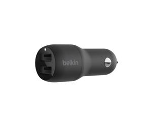 Belkin CCB001BTBK Boost Charge Dual Port USB 24W In-Car Mobile Charger - Black