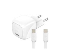 Belkin Compact BoostCharge 30W Mains Charger (USB-C Power Delivery, Fast Charging for Apple iPhone, Samsung Galaxy, iPad, AirPods, Tablets, etc., USB-C to C Cable Included, White)