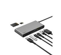 Belkin Connect 8-Port USB C Hub, Supports Display w/Resolutions up to 4K@60Hz - Works with Mac, Windows, and Chromebook - 100W PD w/ 10Gbps Data Transfer Speeds & 2.5Gbps Ethernet - Grey