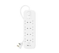 Belkin Connect. Surge energy rating: 900 J AC outlets quantity: 8 AC outlet(s). Product colour: White Applicability: Universal. Cable length: 2 m. Number of products included: 1 pc(s)