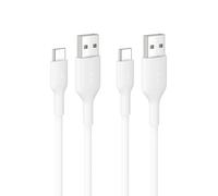 Belkin Eco Braided USB-A to USB-C Cable 2-Pack (3.3ft, 15W) - Soft, Flexible Fast-Charging Cable, Type C Charger Cord for iPhone 16 & 15 Series, Galaxy S25, Pixel 9, iPad Pro, & More - White (USB 2.0)