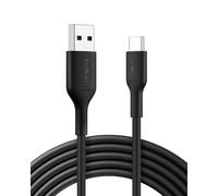 Belkin Eco Braided USB-A to USB-C Cable (9.9ft, 15W) - Soft, Flexible Fast-Charging Cable, Type C Charger Cord for iPhone 16 & 15 Series, Galaxy S25, Pixel 9, iPad Pro, & More - Black (USB 2.0)