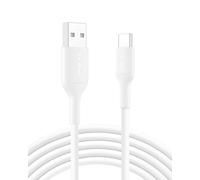 Belkin Eco Braided USB-A to USB-C Cable (9.9ft, 15W) - Soft, Flexible Fast-Charging Cable, Type C Charger Cord for iPhone 16 & 15 Series, Galaxy S25, Pixel 9, iPad Pro, & More - White (USB 2.0)