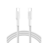 Belkin Eco Braided USB-C to USB-C Cable (2M, 240W) - Soft, Flexible Fast-Charging Cable, Type C Charger Cord for iPhone 16, Galaxy S25, Pixel 9, MacBook, iPad Pro, & More - White (USB 2.0)