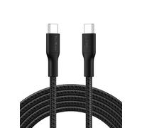 Belkin Eco Braided USB-C to USB-C Cable (3M, 240W) - Soft, Flexible Fast-Charging Cable, Type C Charger Cord for iPhone 16, Galaxy S25, Pixel 9, MacBook, iPad Pro, & More - Black (USB 2.0)
