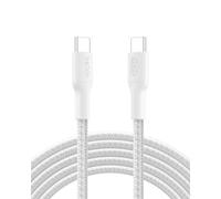 Belkin Eco Braided USB-C to USB-C Cable (3M, 240W) - Soft, Flexible Fast-Charging Cable, Type C Charger Cord for iPhone 16, Galaxy S25, Pixel 9, MacBook, iPad Pro, & More - White (USB 2.0)