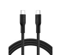 Belkin Eco Braided USB-C to USB-C Cable (2M, 240W) - Soft, Flexible Fast-Charging Cable, Type C Charger Cord for iPhone 16, Galaxy S25, Pixel 9, MacBook, iPad Pro, & More - Black (USB 2.0)