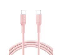 Belkin Eco USB-C to USB-C Cable 6.6ft, 60W - Soft, Braided, Flexible Fast Charging Cable, Type C Charger Cord for iPhone 16, Galaxy S25, Pixel 9, MacBook, iPad Pro, & More - Pink