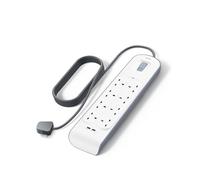 Belkin Extension Lead with USB Slots x 2 (2.4 A Shared), 8 Way/8 Plug Extension, 2m Surge Protected Power Strip - White