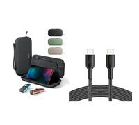 Belkin Gaming Nintendo Switch 2 Case Travel Bag with AirTag Holder & Game Card Storage Pocket + Gaming USB-C to USB-C Cable 60W (6.6ft), Braided Type C Charger Fast Charging