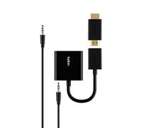 Belkin HDMI to VGA Video/Audio Adapter Kit compatible with Apple TV, Chromecast, Chromebooks, Amazon Fire TV and Macbook - Black