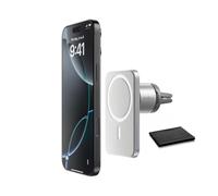 Belkin MagSafe Car Vent Mount Pro, Magnetic Phone Holder for iPhone 16/15/14/13/12, Secure Grip, Portrait & Landscape View, Cable Management, Air Vent Clip, Magsafe Compatible, Silver, Includes Cloth