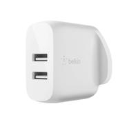 Belkin WCB002MYWH Boost Charge Dual USB-A 24W Wall Mobile Device Charger, White