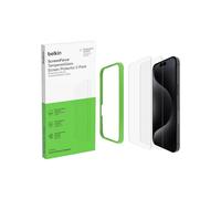 Belkin ScreenForce TemperedGlass iPhone 16 Pro Screen Protector, crystal clear, scratch-resistant tempered glass, bubble-free application, full screen coverage for iPhone 16 Pro, 2-pack