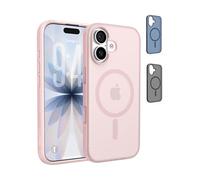 Belkin SheerForce Grip MagSafe Compatible iPhone 17 Case with Slim Design & Anti-Slip Side Lines - Magnetic, Transparent, & Shockproof Protective iPhone Case - Pink