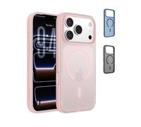 Belkin SheerForce Grip MagSafe Compatible iPhone 17 Pro Case with Slim Design & Anti-Slip Side Lines - Magnetic, Transparent, & Shockproof Protective iPhone Case - Pink