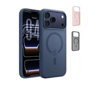 Belkin SheerForce Grip MagSafe Compatible iPhone 17 Pro Max Case with Slim Design & Anti-Slip Side Lines - Magnetic, Transparent, & Shockproof Protective iPhone Case - Blue