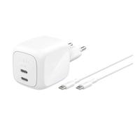 Belkin SmartProtect USB C Charger 67W, GaN 2 Port Charger, 2M Cable Included, Fast Charging for MacBook, iPhone 17, iPad Pro, Chromebook, Galaxy S25 Ultra, Pixel 10 - White