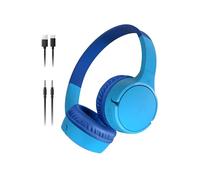 Belkin SoundForm Mini - Wireless Bluetooth Kids Headphones, 30H Battery, 85dB Safe Volume Limit, Built-in Microphone - Toddler On-Ear Earphones for iPhone, iPad, Fire Tablet, Ideal for School - Blue