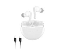 Belkin SoundForm Rhythm True Wireless Earphones with Built-in Microphone, USB-C Fast Charging, 28H Battery Life, IPX5 Water Resistance, Bluetooth Earbuds for iPhone, iPad, Galaxy, Pixel, etc - White