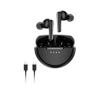 Belkin SoundForm Rhythm True Wireless Earphones with Built-in Microphone, USB-C Fast Charging, 28H Battery Life, IPX5 Water Resistance, Bluetooth Earbuds for iPhone, iPad, Galaxy, Pixel, etc - Black