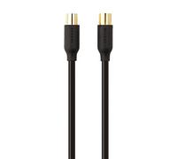 Belkin - TV Coaxial Aerial Cable Right Angle 90 dB with Gold-Plated Contacts 5 m, M/F - Black