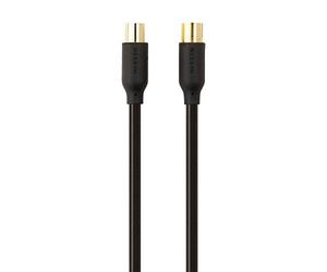 Belkin - TV Coaxial Aerial Cable Right Angle 90 dB with Gold-Plated Contacts 5 m, M/F - Black