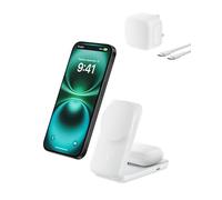 Belkin UltraCharge 2 in 1 Magnetic Wireless Charger with Qi2, 25W - White | Qi2.2-Certified, Cooling, USB-C Port, MagSafe Compatible Charging Station for iPhone, Apple Watch, AirPods, 45W Plug Included