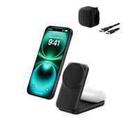 Belkin UltraCharge 2-in-1 Wireless Charger 25W, Qi2.2 Certified MagSafe Compatible Charger, Charging Station for iPhone 17, Air, AirPods, Pixelsnap, Magnetic Stand with USB-C Port, 45W Adapter - Black