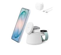 Belkin UltraCharge 25W 3 in 1 Wireless Charging Station, Qi2.2-Certified | Magnetic Charger with USB-C Port, Wireless Charger for iPhone 18, Samsung Galaxy, Earbuds, Smartwatch, 45W Plug Included