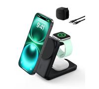 Belkin UltraCharge 3 in 1 Magnetic Wireless Charger with Qi2, 25W - Black | Qi2.2-Certified, Cooling, Foldable, MagSafe Compatible Charging Station for iPhone, Apple Watch, AirPods, 45W Plug Included