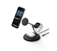 Belkin UltraCharge 3-in-1 Wireless Charging Station 25W, Qi2.2 Magnetic Wireless Charger - MagSafe Compatible for iPhone 17, Apple Watch, Pixelsnap, Galaxy S26 Ultra (45W Adapter Included) - Black
