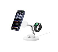 Belkin UltraCharge 3-in-1 Wireless Charging Station 25W, Qi2.2 Magnetic Wireless Charger - MagSafe Compatible for iPhone 17, Apple Watch, Pixelsnap, Galaxy S26 Ultra (45W Adapter Included) - White