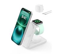 Belkin UltraCharge Magnetic Wireless Charger 25W, 3-in-1 Qi2 Certified MagSafe Compatible Fast Charger, Charging Station for iPhone 16, Apple Watch, AirPods, Pixelsnap with 45W Adapter - White