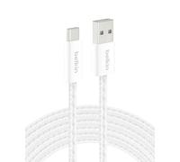 Belkin USB A to USB C Cable 10ft 15W Type C Charger, Flexible Braided iPhone Charging Cable for iPhone 16 & 15, Galaxy S25, Pixel 9, iPad Pro, Airpods Pro, Switch & More - White