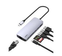 Belkin USB-C Hub 6 in 1 100W PD 4K HDMI, Ethernet & SD | Pass-through charging, 2 USB-A ports, gigabit ethernet, SD card slot, compatible with Neo MacBook, iPad Pro, and XPS