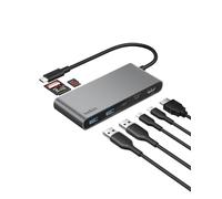 Belkin USB C Hub, 7-Port Hub w/ 4K HDMI Display @ 60Hz, SD & MicroSD, 100W Power Delivery, Fast Data Transfer 5Gbps, USB C Multiport Adapter for MacBook, iPad Pro, Chromebook - HDMI 2.0 - Grey