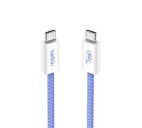 Belkin USB-C to USB-C Braided Cable (3.3ft, 60W) - Soft and Flexible Fast Charging Cable Type C for iPhone Series 16 & 15, Galaxy S25, Pixel 9, iPad Pro, and More - Blue (USB 2.0)
