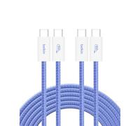 Belkin USB C to USB C Cable 2 Pack, 10ft, 60W - Type C Charger, iPhone Charging Cable, Soft, Braided Flexible for iPhone 16, Galaxy S25, Pixel 9, Airpods, iPad Pro and More, Travel Accessories - Blue
