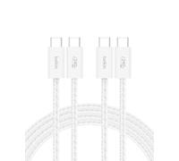 Belkin USB C to USB C Cable 2-Pack, 6.6ft, 240W - Type C Charger, iPhone Charger Cord, Soft, Braided, Flexible for iPhone 17, Galaxy S25, Pixel 10, MacBook, Chromebook, iPad Pro, Switch - White