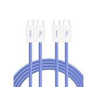 Belkin USB C to USB C Cable 2-Pack, 6.6ft, 60W - Type C Charger, iPhone Charger Cord, Soft, Braided, Flexible for iPhone 17, Galaxy S25, Pixel 10, Airpods, iPad Pro & More, Travel Essentials - Blue